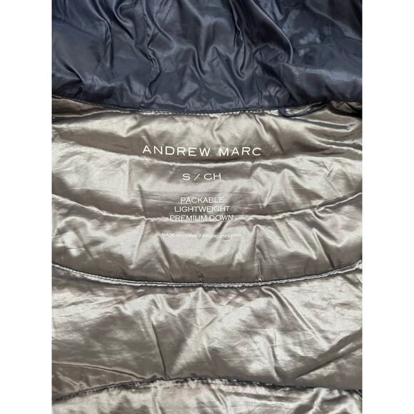 Andrew Marc Jacket Womens Small Blue Premium Down Quilted Puffer Packable Hooded - Picture 5 of 9